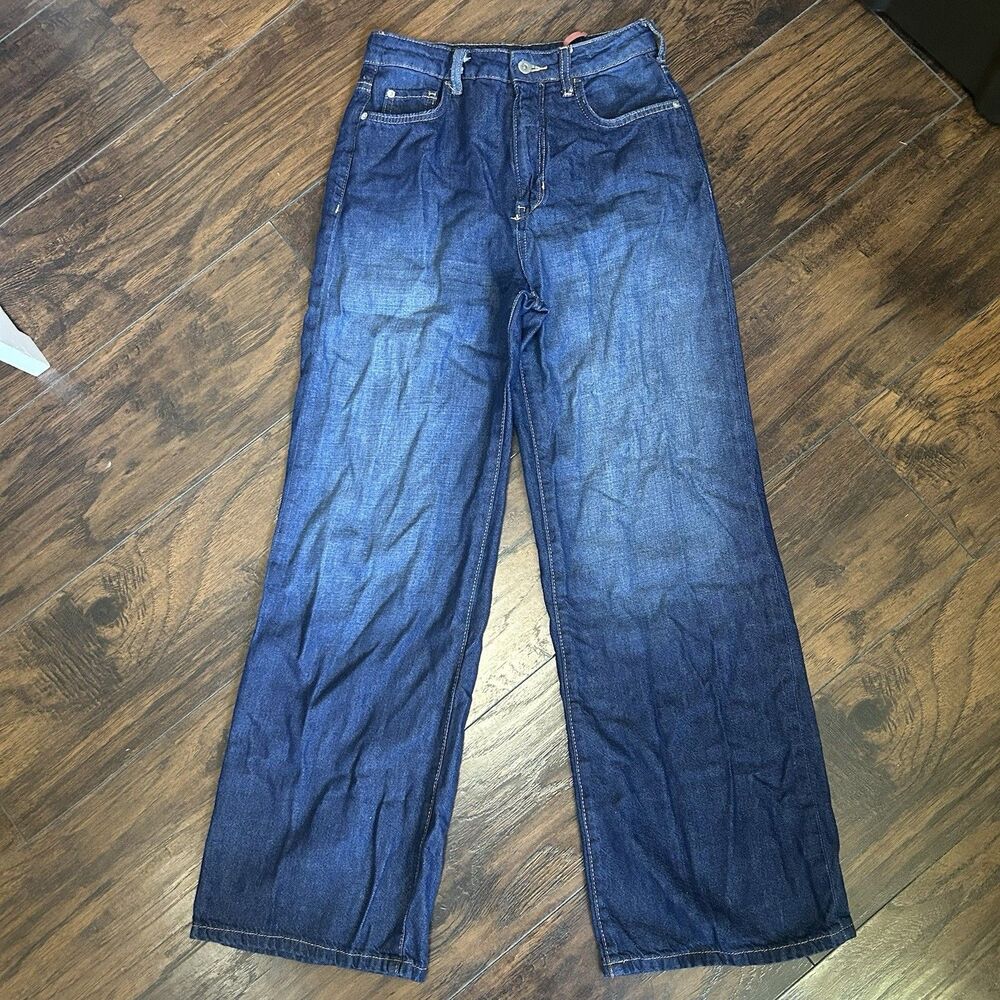 Pilcro The Annie Wide Leg Jean Dark Wash Jeans Anthropologie Size 26 Baggy